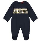 Baby Boys Navy Blue Logo Babygrow, 3, hi-res