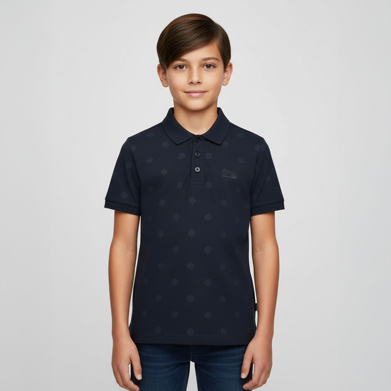 Boys Navy Blue Logo Polo Shirt, 2, hi-res