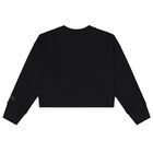 Girls Black Smiley Sweatshirt, 1, hi-res