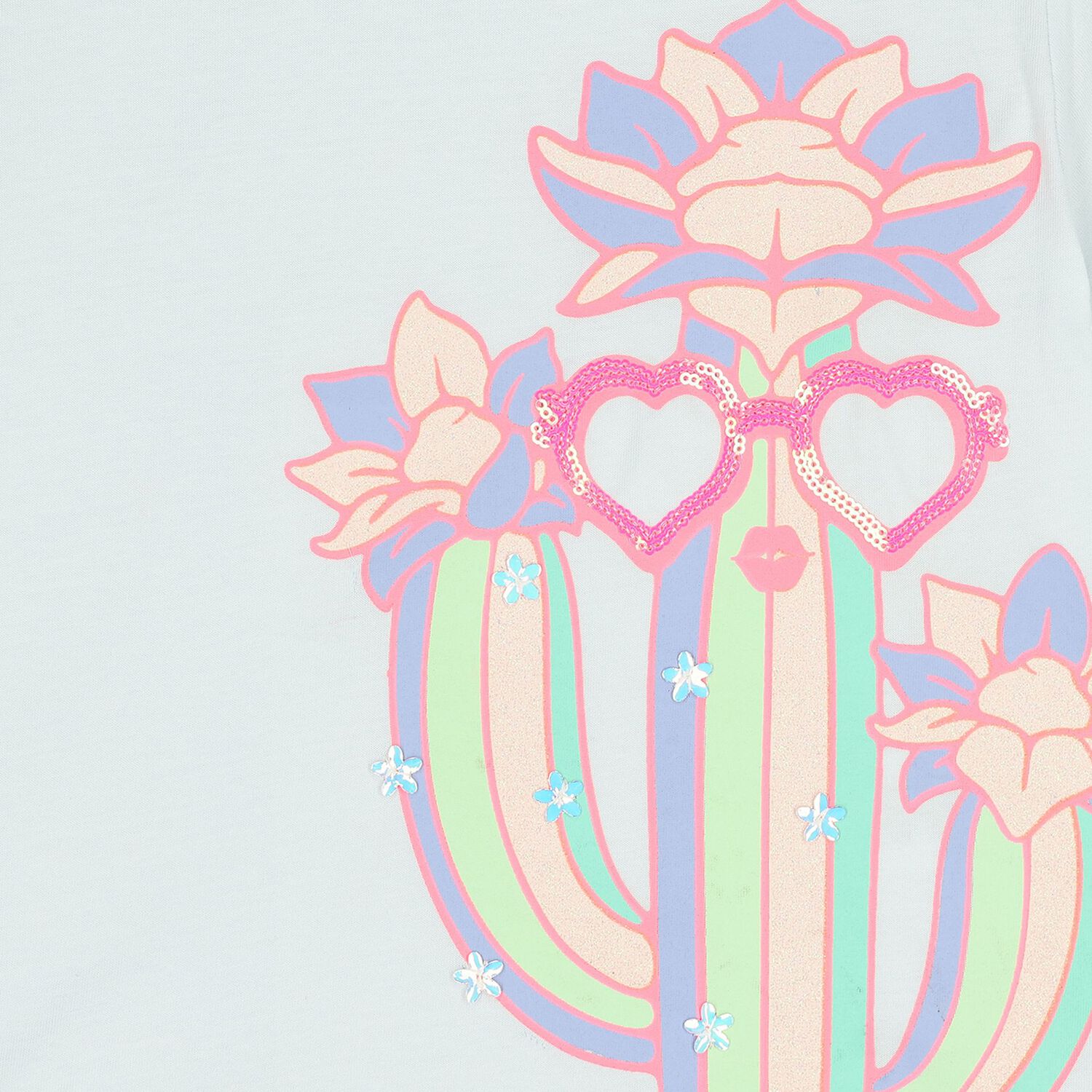 Girls Blue Catcus T-Shirt, 1, hi-res