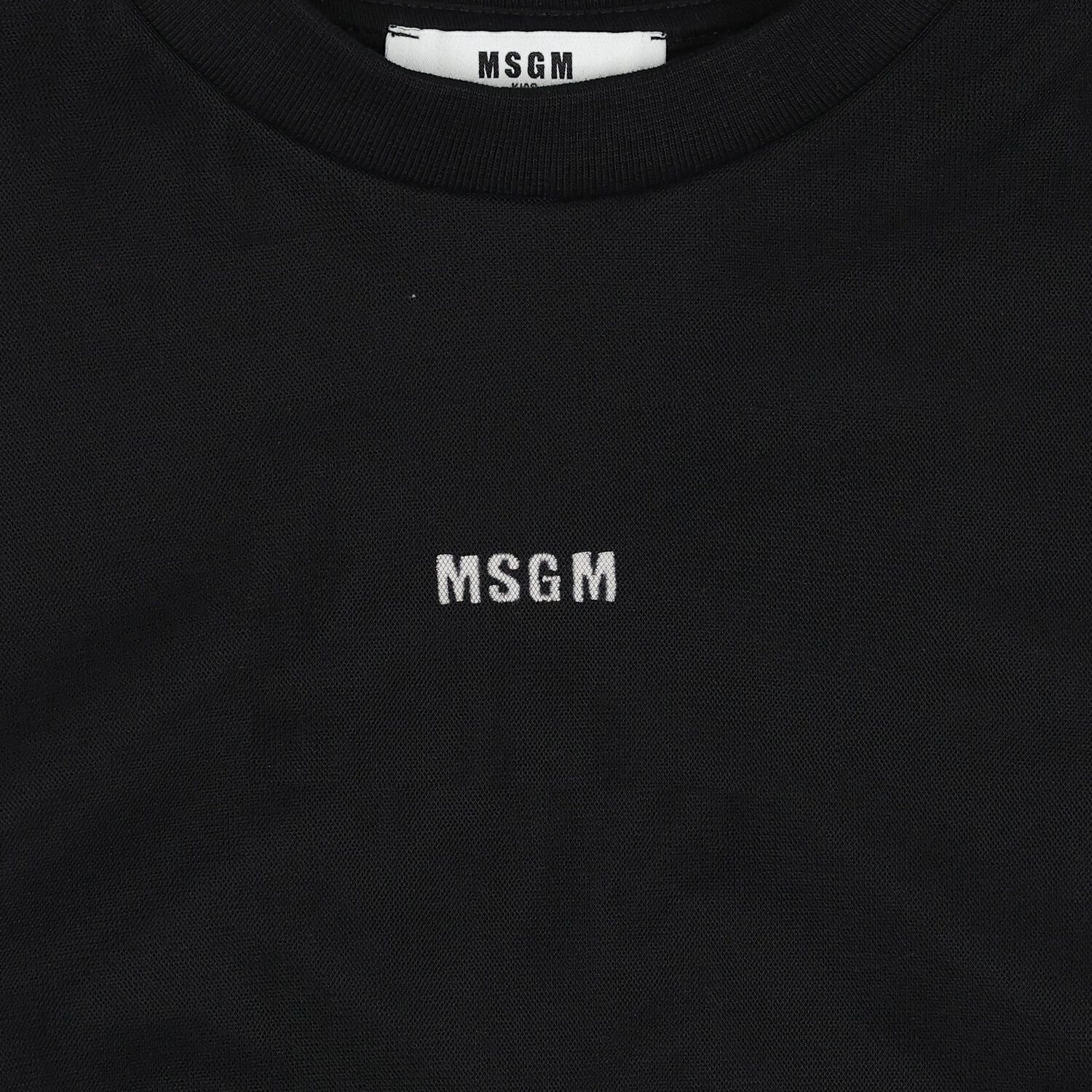Girls Black Logo Overlay Tulle Sweatshirt, 1, hi-res