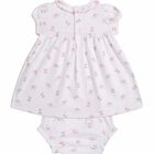 Baby Girls White & Pink Ballerina Print Dress Set, 1, hi-res