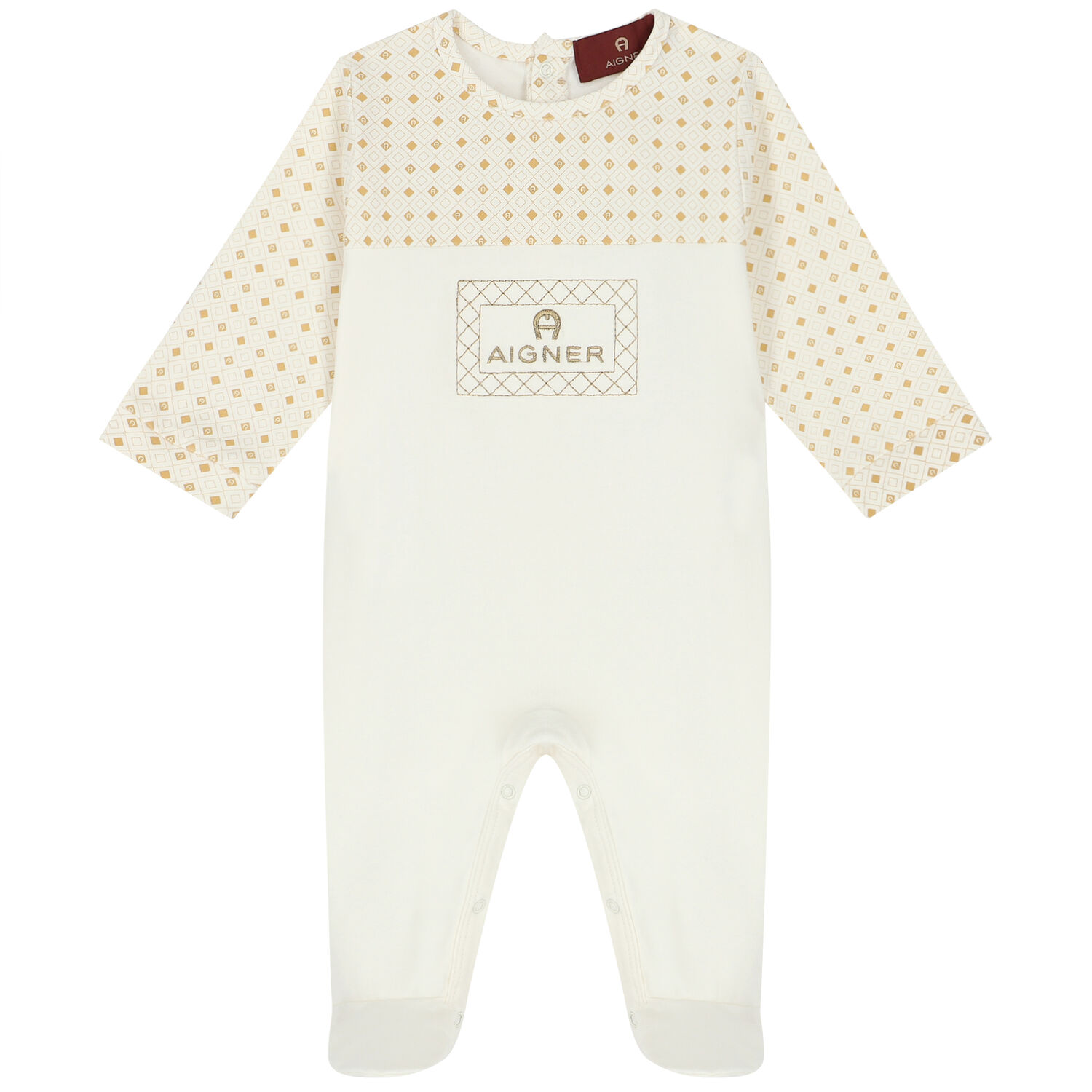 Ivory & Gold Logo Babygrow, 2, hi-res
