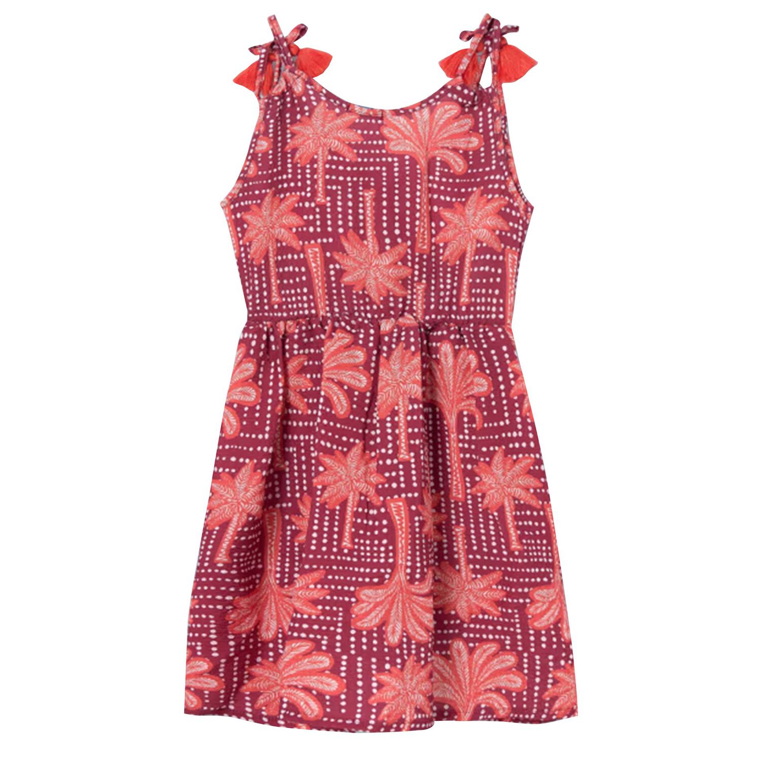 Girls Orange & Pink Palm Tree Dress, 1, hi-res image number null