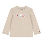 Baby Boys Beige Logo Long Sleeve Top, 1, hi-res