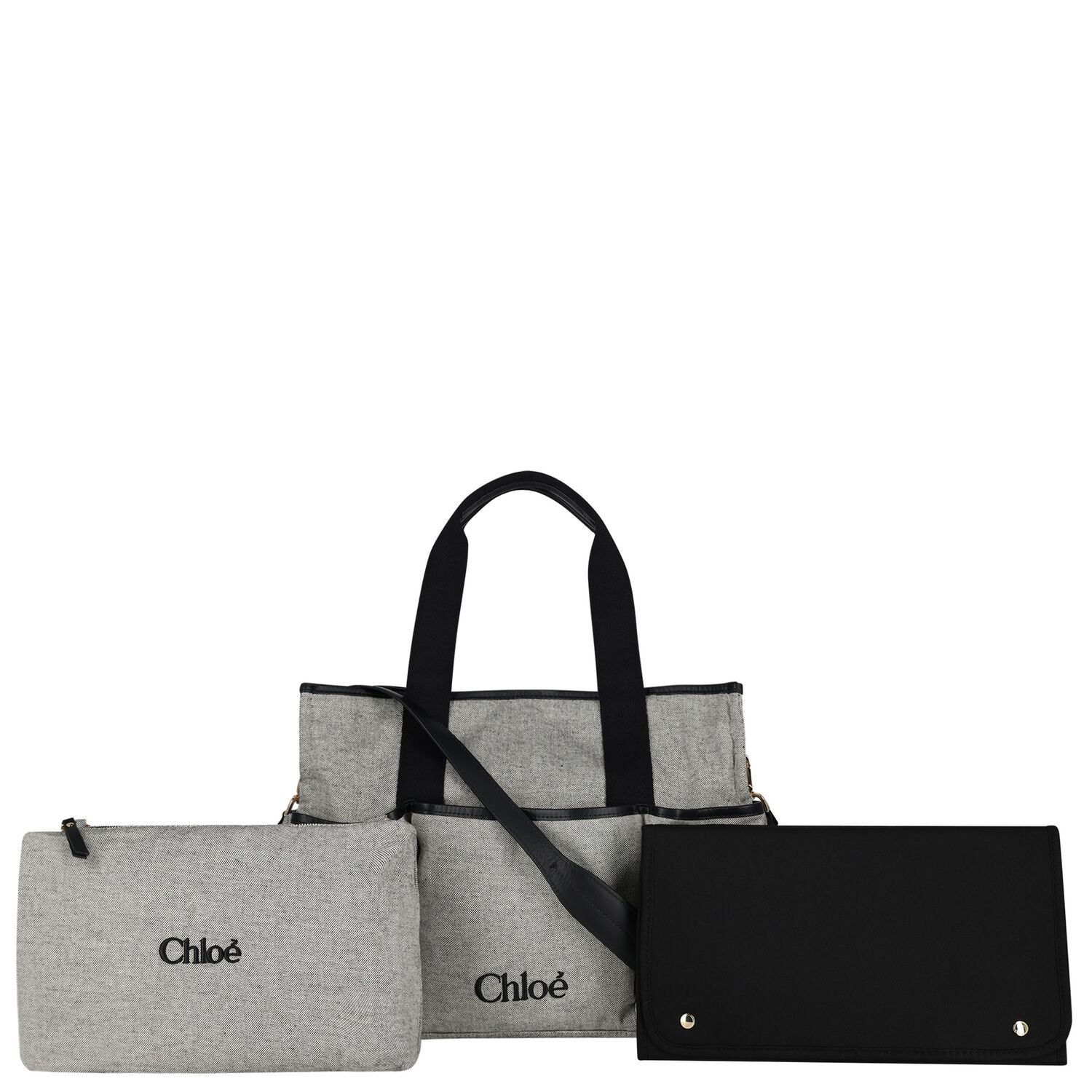 Grey Logo Canvas Baby Changing Bag ( 33cm ), 1, hi-res