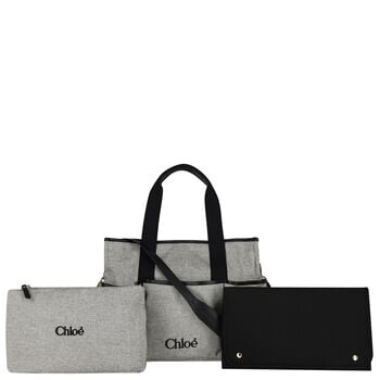 Grey Logo Canvas Baby Changing Bag ( 33cm )
