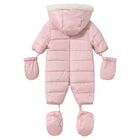 Baby Girls Pink Teddy Bear Baby Snowsuit, 4, hi-res
