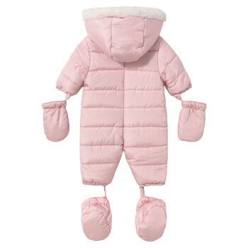 Baby Girls Pink Teddy Bear Snowsuit