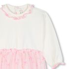Younger Girls Ivory & Pink Bow Tulle Dress, 1, hi-res