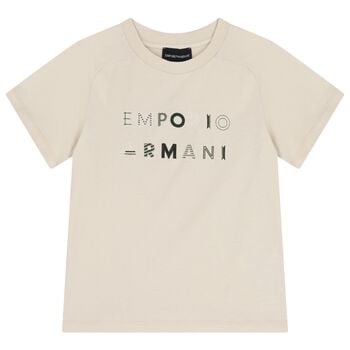 Boys Beige Logo T-Shirt
