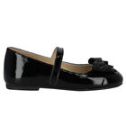 Girls Black Embellished Bow Shoes, 1, hi-res