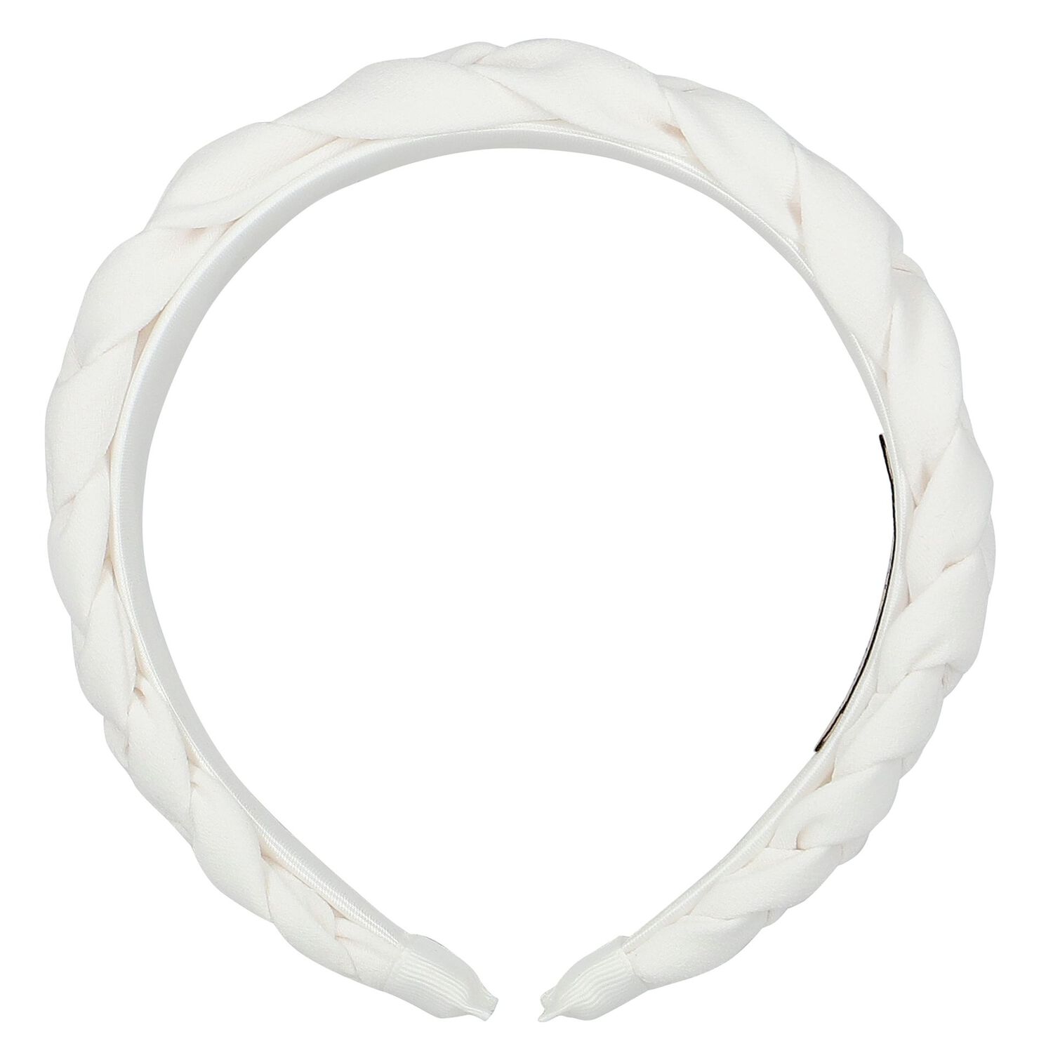 Girls White Plaited Headband, 1, hi-res
