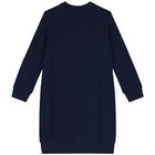 Girls Navy Blue Logo Sweatshirt Dress, 1, hi-res