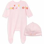 Baby Girls Pink Babygrow & Hat Set, 1, hi-res