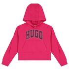 Girls Pink Logo Hooded Top, 1, hi-res