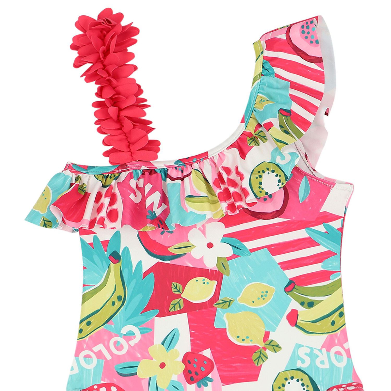 Girls Pink Floral Swimsuit, 2, hi-res image number null
