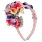 Girls Pink Floral Headband, 1, hi-res