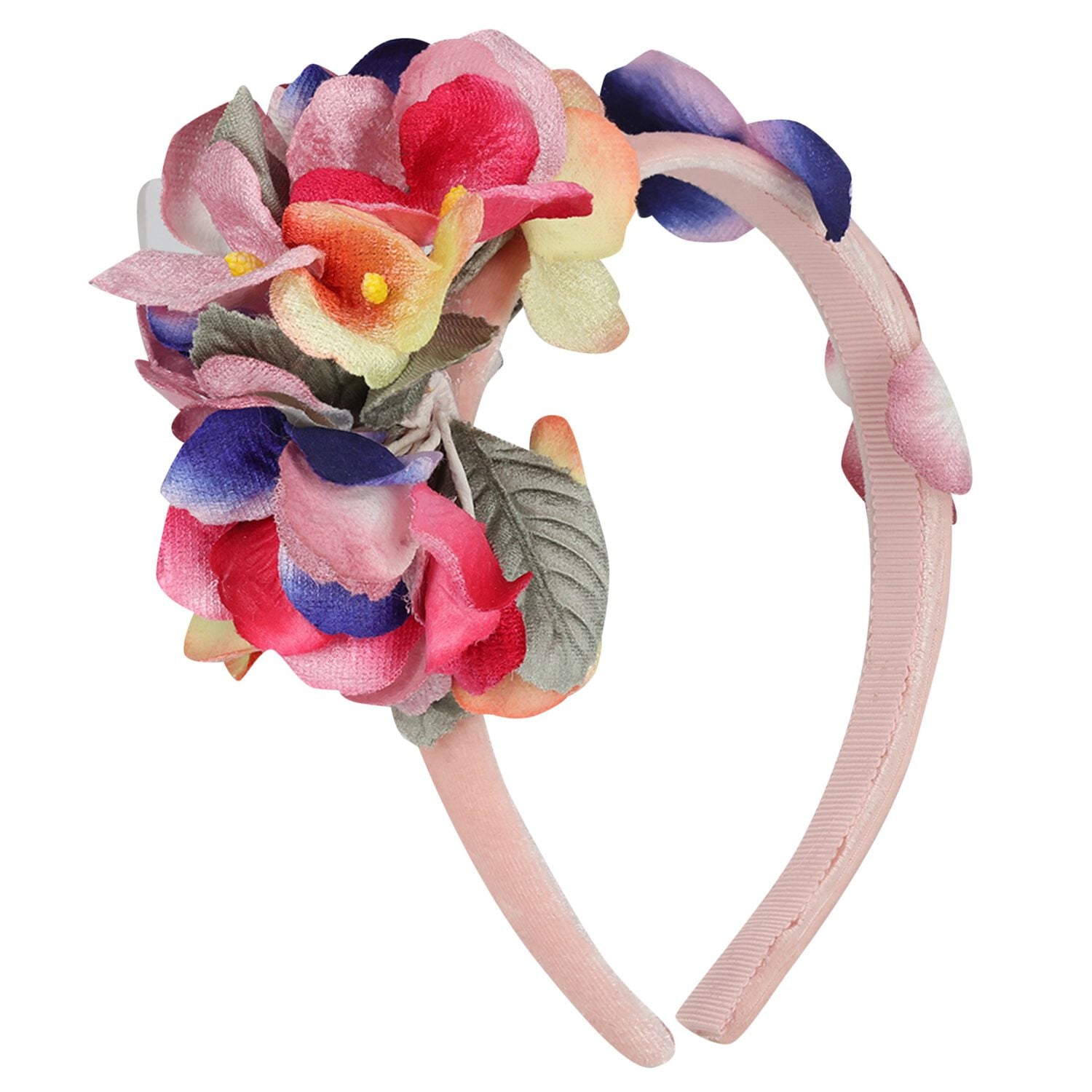 Girls Pink Floral Headband, 1, hi-res