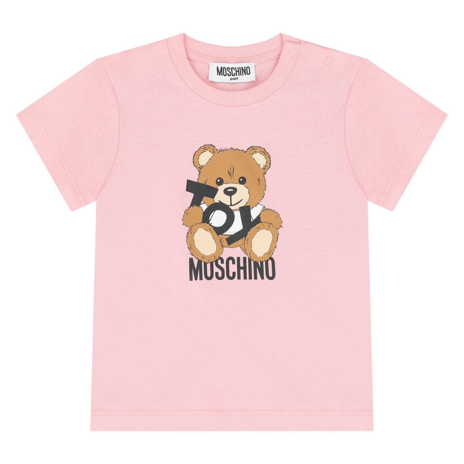 Younger Girls Pink Teddy Bear Logo T-Shirt, 4, hi-res