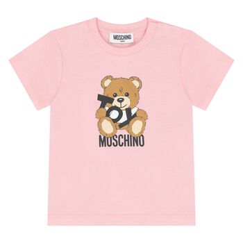 Younger Girls Pink Teddy Bear Logo T-Shirt
