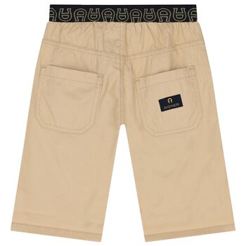 Boys Beige Logo Shorts