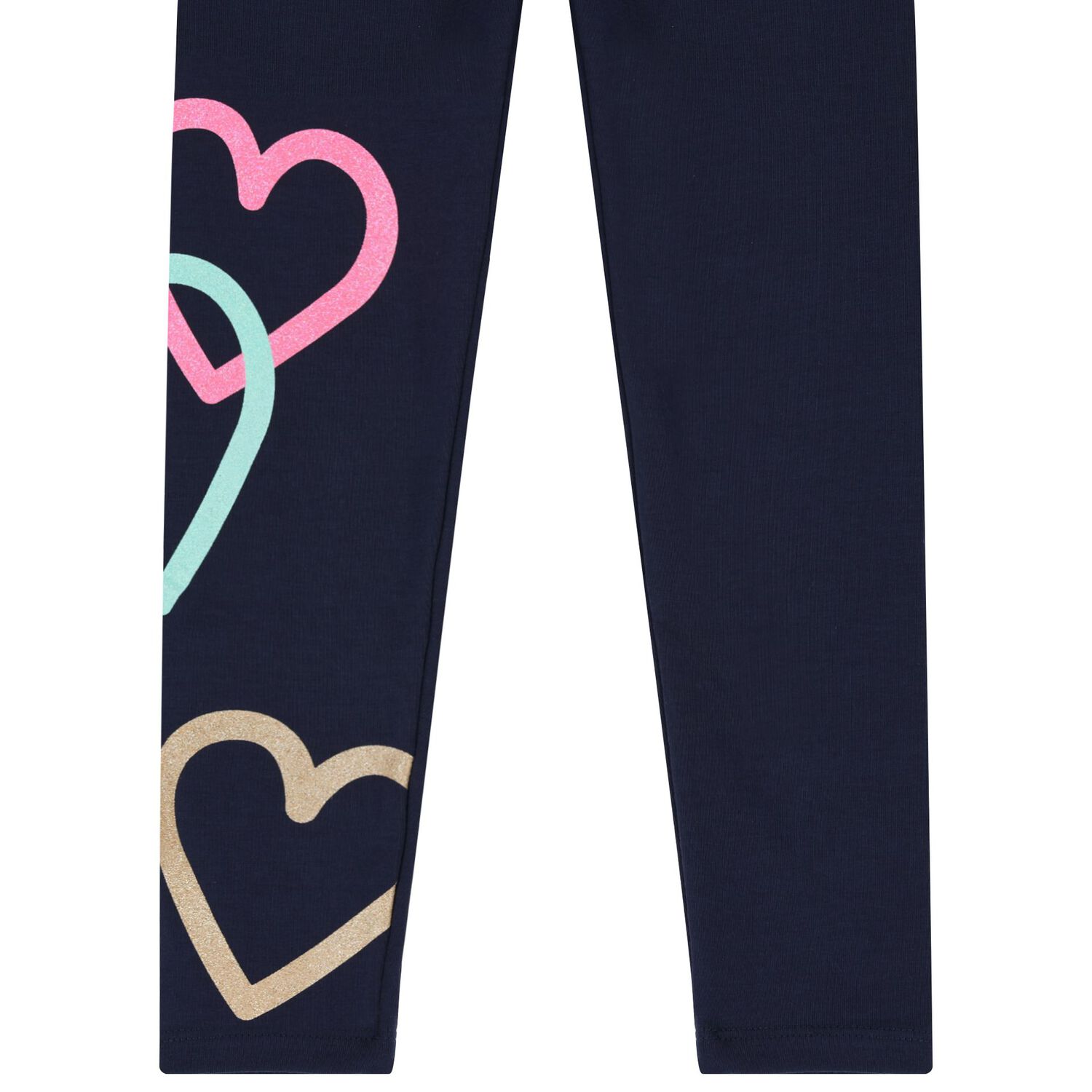 Girls Navy Blue Heart Leggings, 2, hi-res image number null