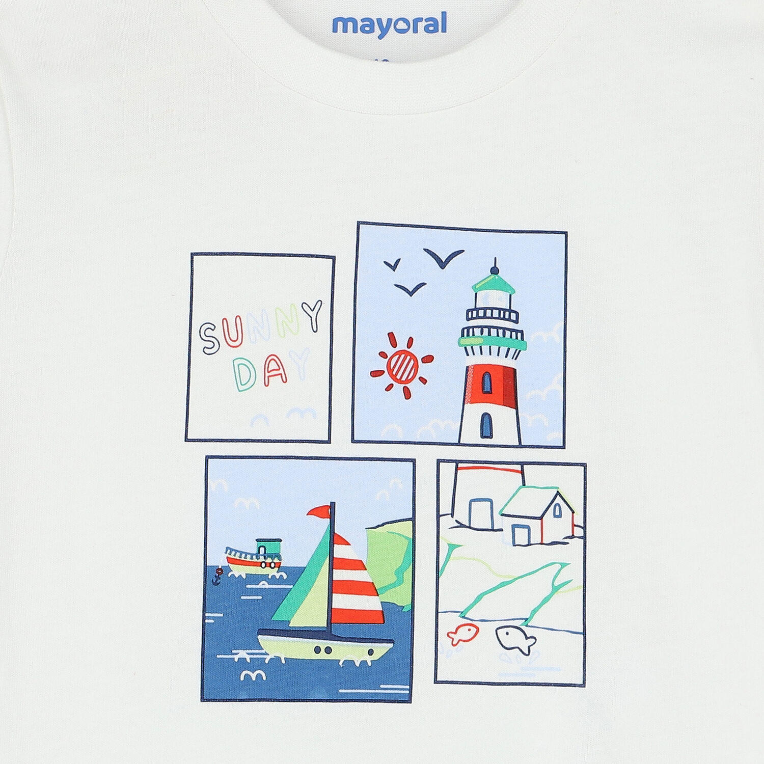 Younger Boys White & Blue Shorts Set, 1, hi-res