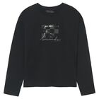 Boys Black Logo Long Sleeve Top, 1, hi-res