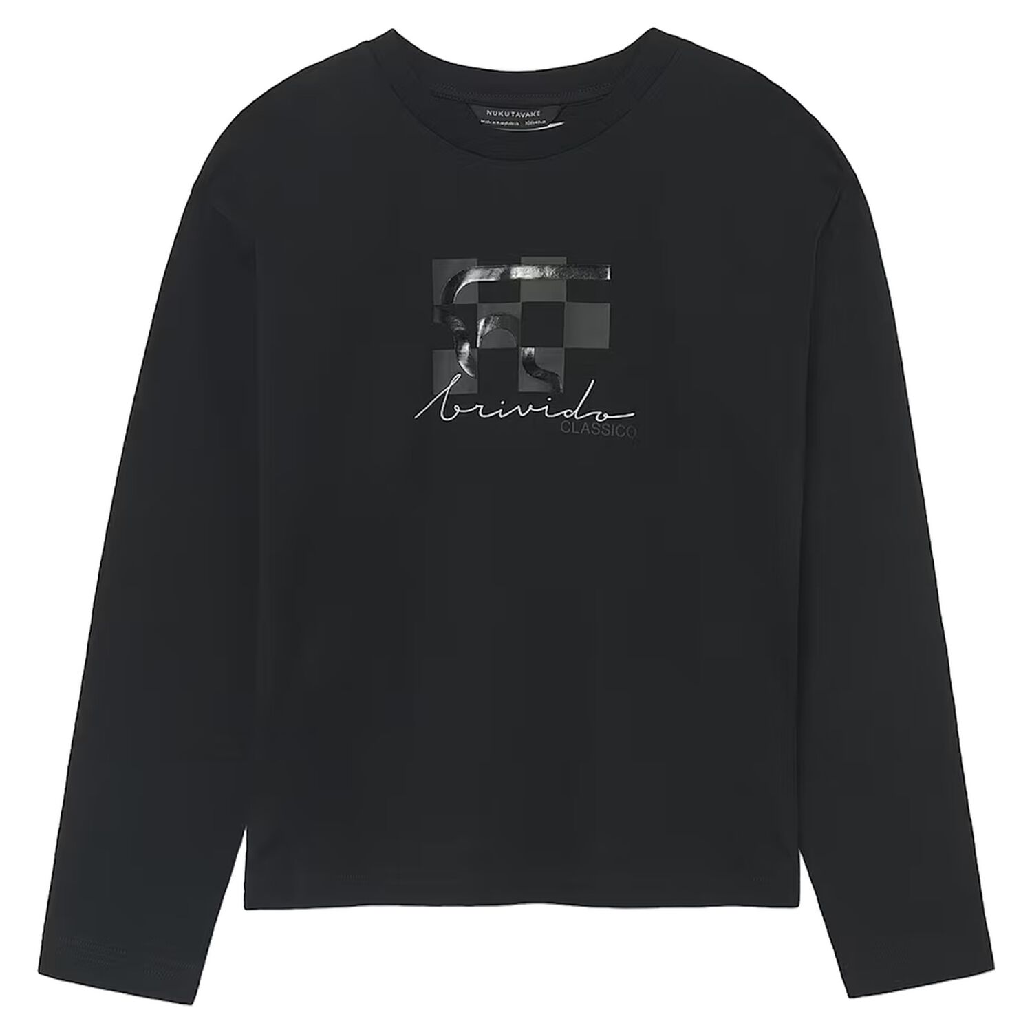 Boys Black Logo Long Sleeve Top, 1, hi-res
