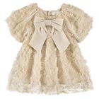 Girls Gold Bow Ruffled Tulle Dress, 1, hi-res