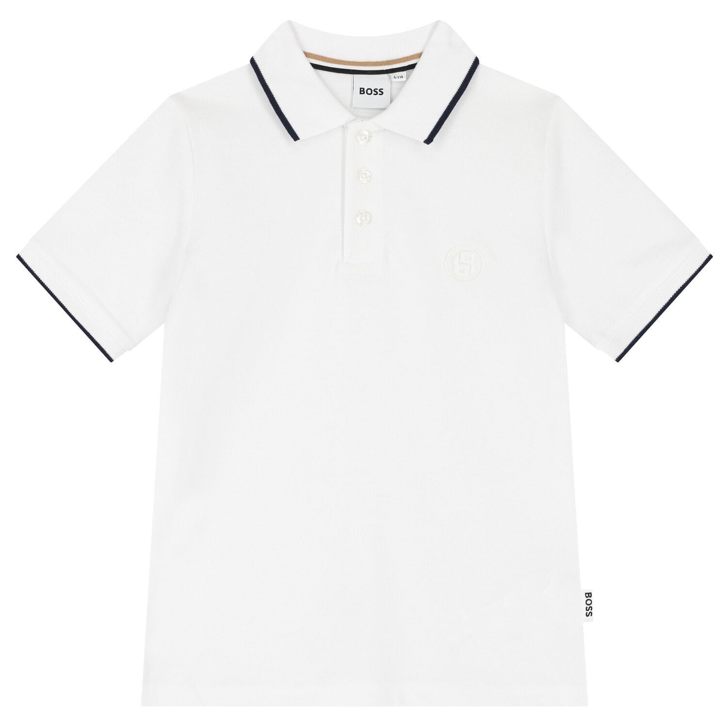 Boys White Logo Polo Shirt, 1, hi-res