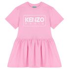 Girls Pink Logo Dress, 1, hi-res