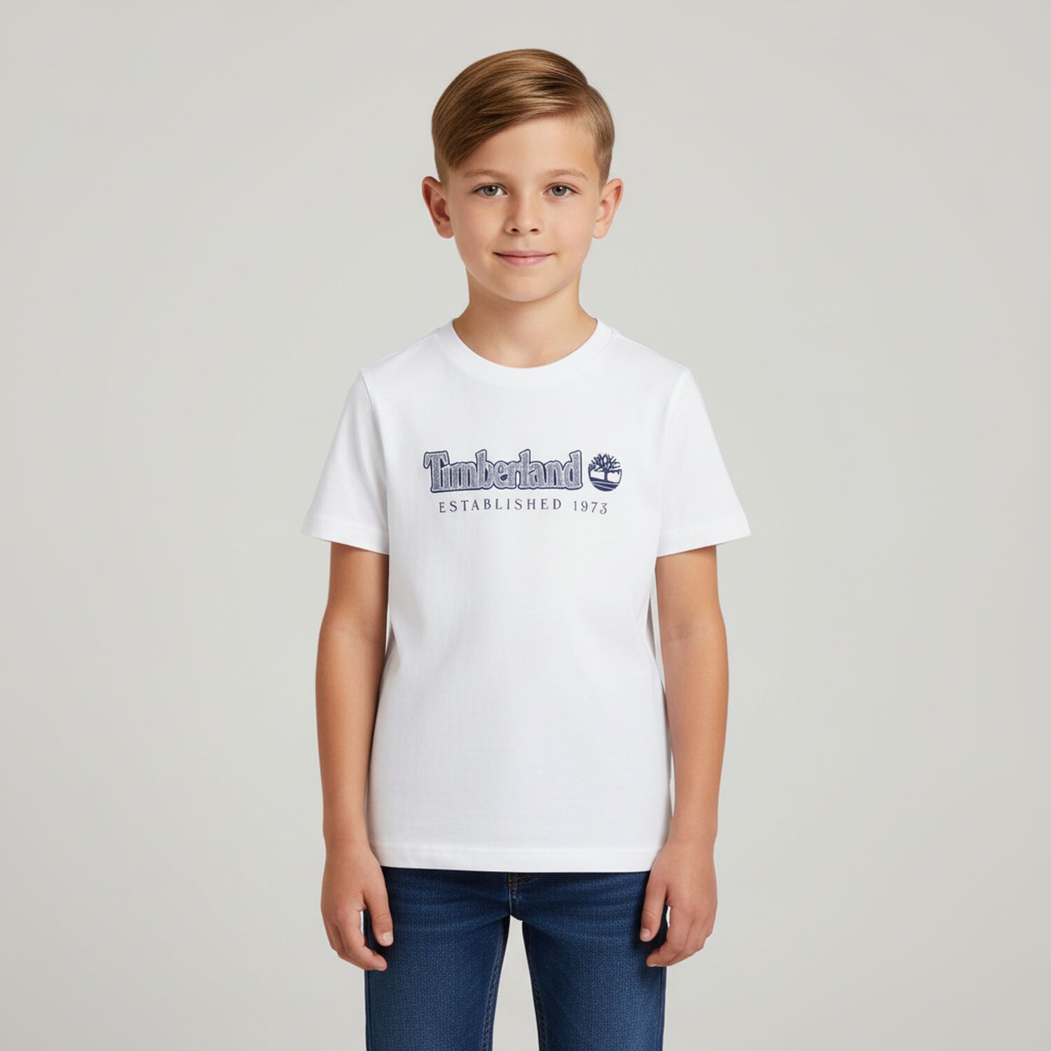Boys White Logo T-Shirt, 4, hi-res