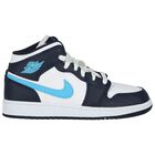 Blue & White Air Jordan 1 Mid Trainers, 6, hi-res