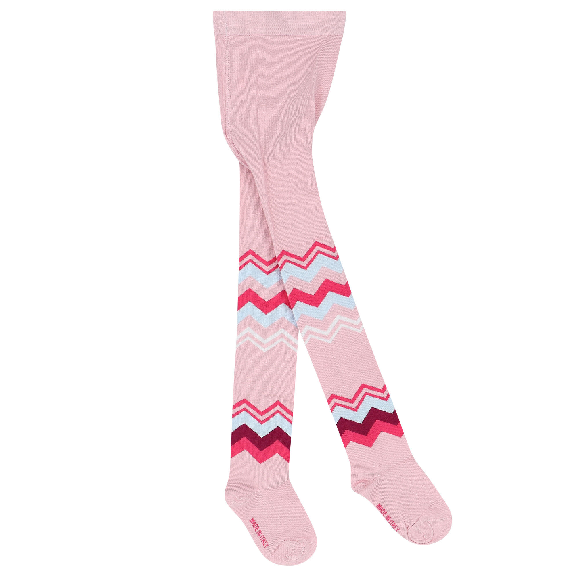 Missoni Kids Girls Pink Purple Logo Zigzag Tights Junior Couture