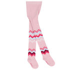 Girls Pink & Purple Logo Zigzag Tights, 1, hi-res