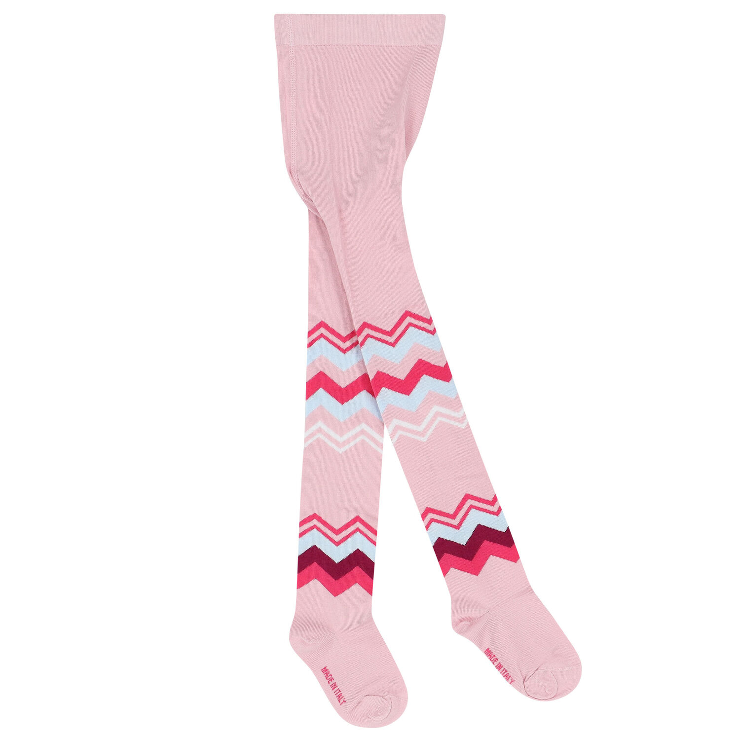 Girls Pink & Purple Logo Zigzag Tights, 1, hi-res