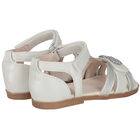 Younger Girls Silver Diamante Bow Sandals, 1, hi-res