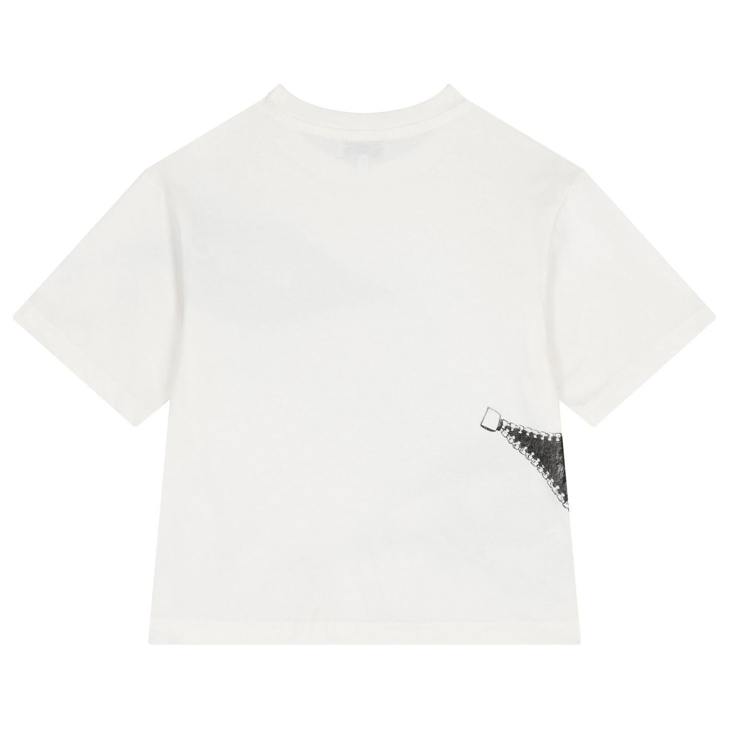 Boys Ivory Zipped Logo T-Shirt, 1, hi-res