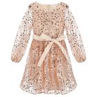 Girls Gold Sequin & Tulle Dress, 1, hi-res