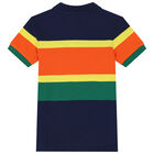 Boys Navy, Green & Orange Logo Polo Shirt, 1, hi-res