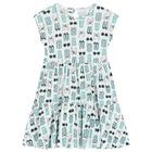 Girls White & Aqua Sleeveless Dress, 1, hi-res