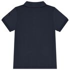 Boys Navy Blue & Gold Logo Polo Shirt, 2, hi-res