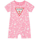Baby Girls Pink Logo Romper, 2, hi-res