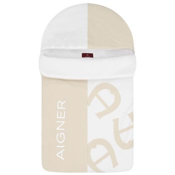 Beige & White Logo Baby Nest