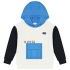 Boys White Hooded Top, 1, hi-res