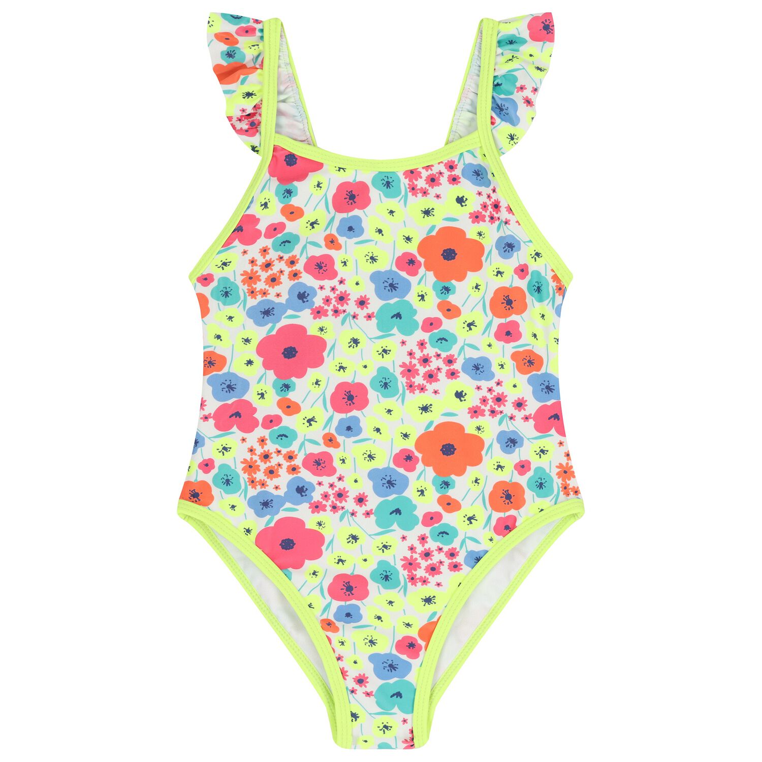 Girls Multi-Coloured Floral Swimsuit , 1, hi-res