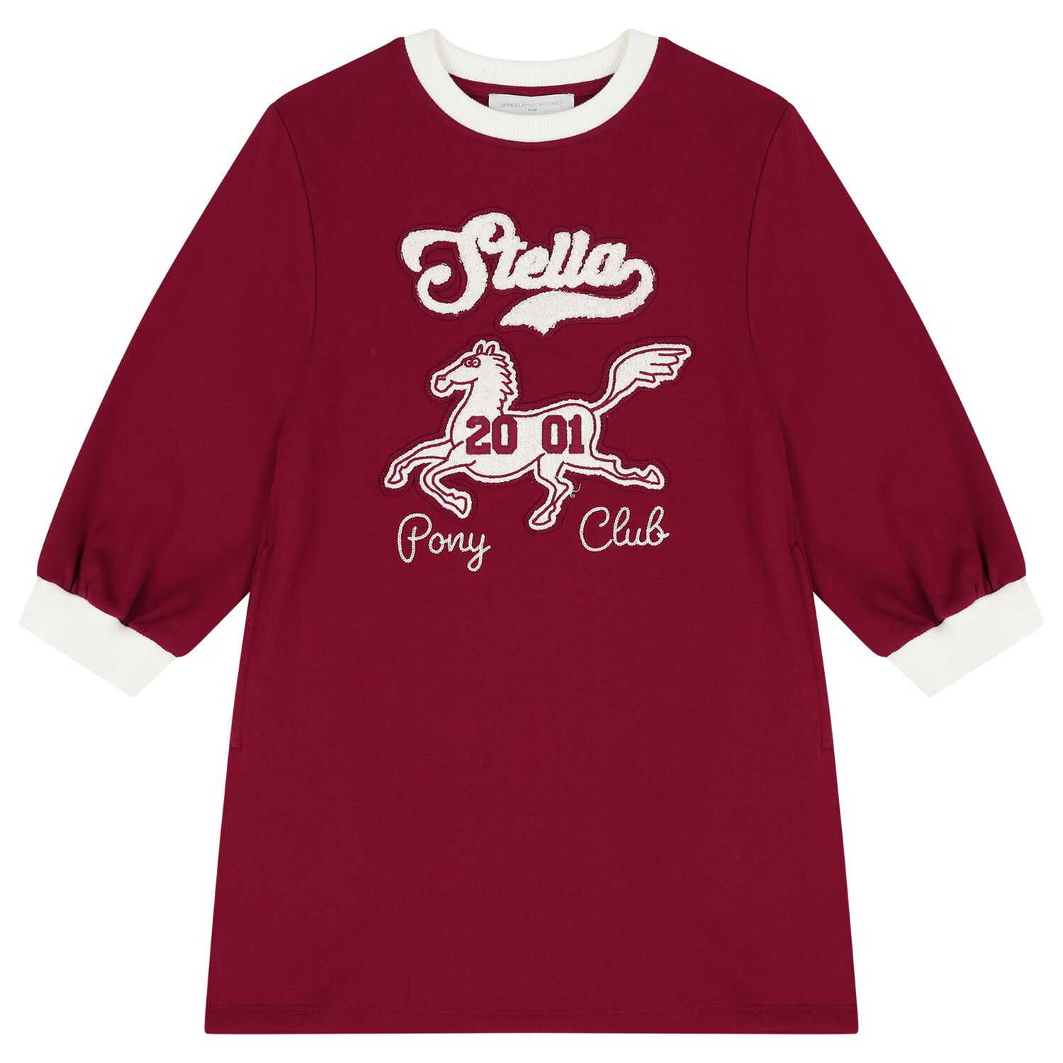 Girls Burgundy Horse Logo Dress, 1, hi-res