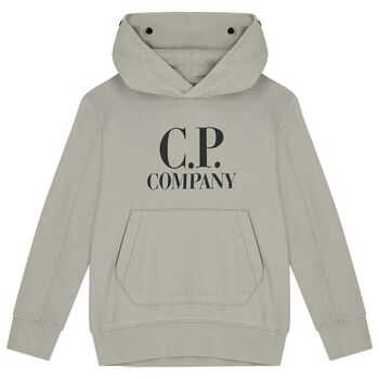 Boys Grey Logo Hooded Top